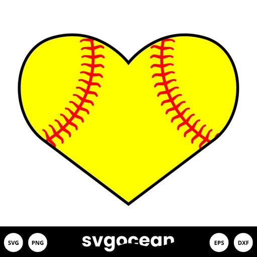 Softball Heart SVG - Svg Ocean