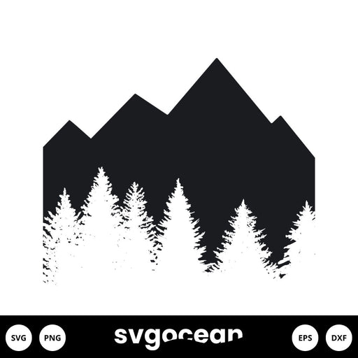 Mountain With Trees Svg - Svg Ocean