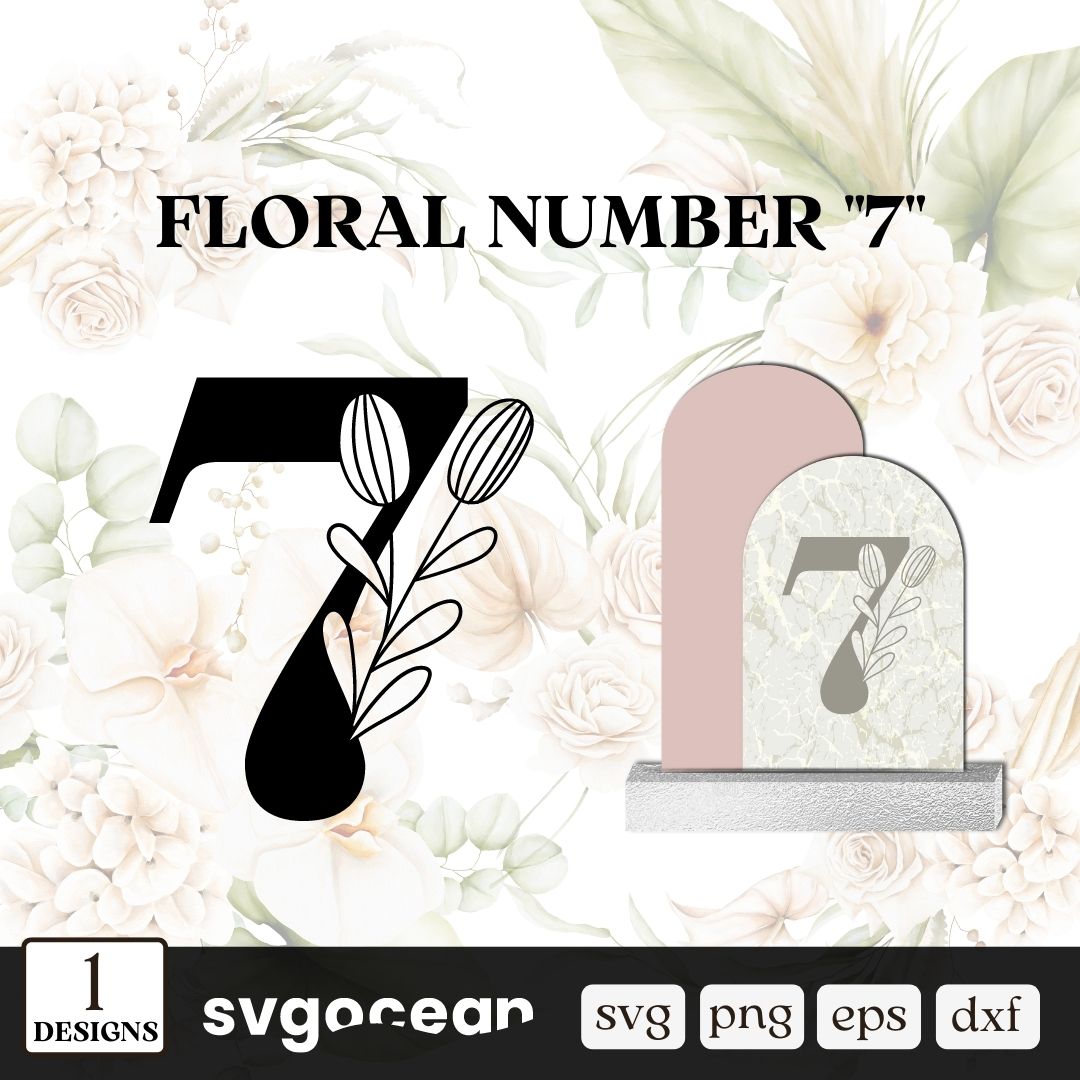 Botanical Number 7 SVG vector for instant download - Svg Ocean — svgocean