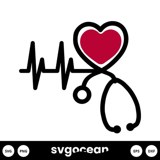 Stethoscope With Heart SVG - Svg Ocean