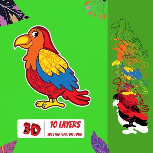 3D Parrot SVG Cut File - Svg Ocean