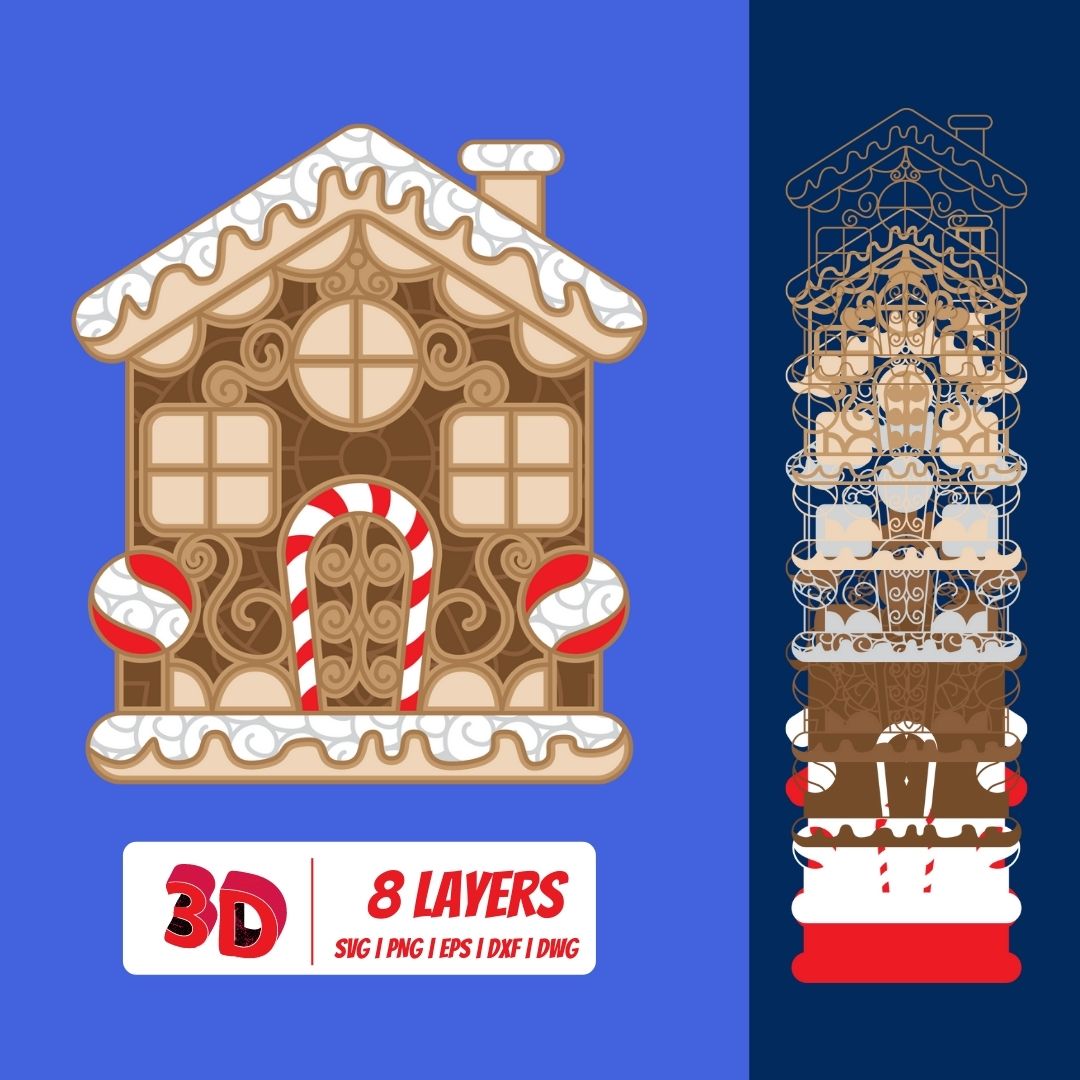 Free 3D Christmas Gingerbread House SVG Cut File - Svg Ocean — svgocean