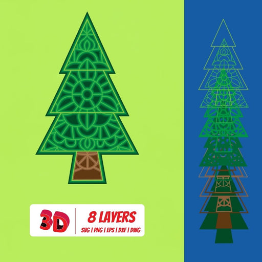Christmas Tree 1 3D Layered SVG Cut File - Svg Ocean
