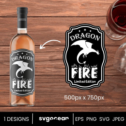 Dragon Fire Bottle Labels Svg - Svg Ocean