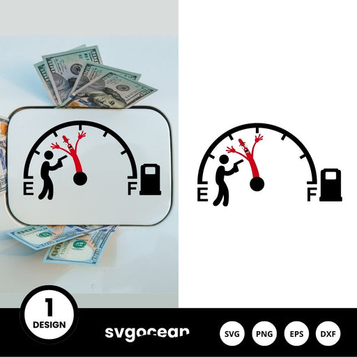 Man With A Gun Stopping Fuel Gauge Indicator SVG Design - Svg Ocean