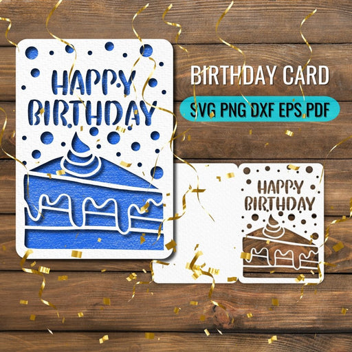 Birthday Cake Card Papercut SVG - Svg Ocean