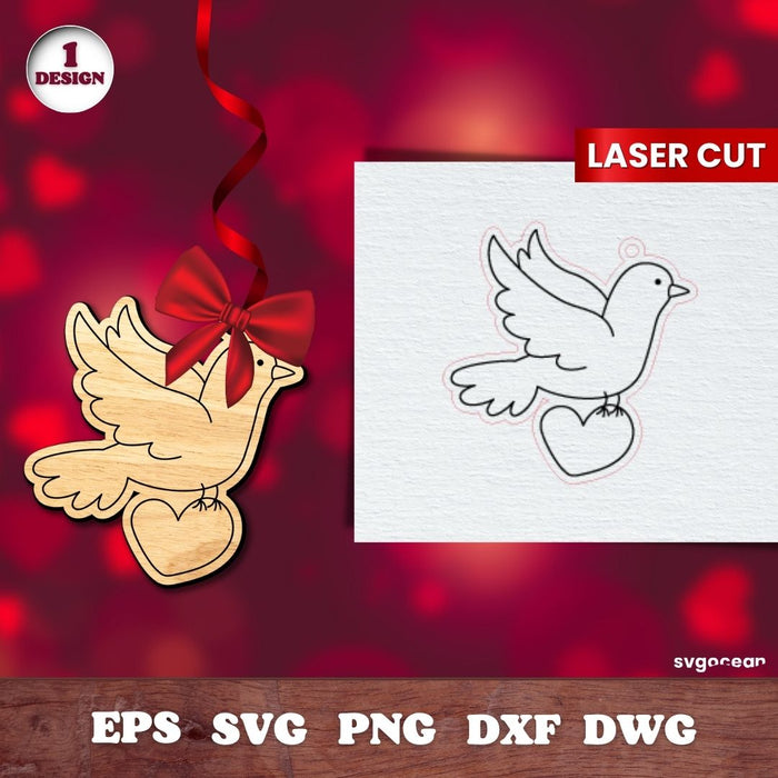Valentines Bird Gift Tags Laser Cut - svgocean