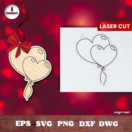 Valentines Balloon Gift Tags Laser Cut - svgocean