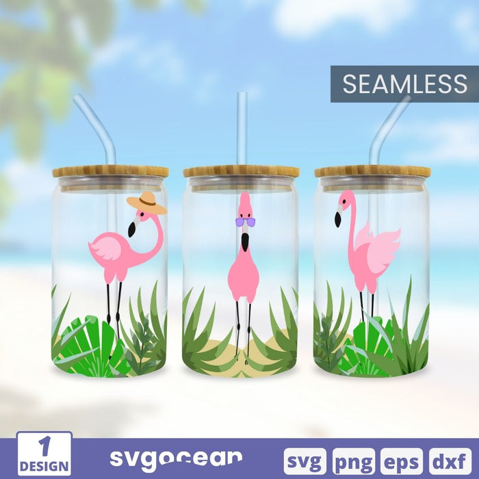 Flamingos Can Glass Wrap SVG - Svg Ocean