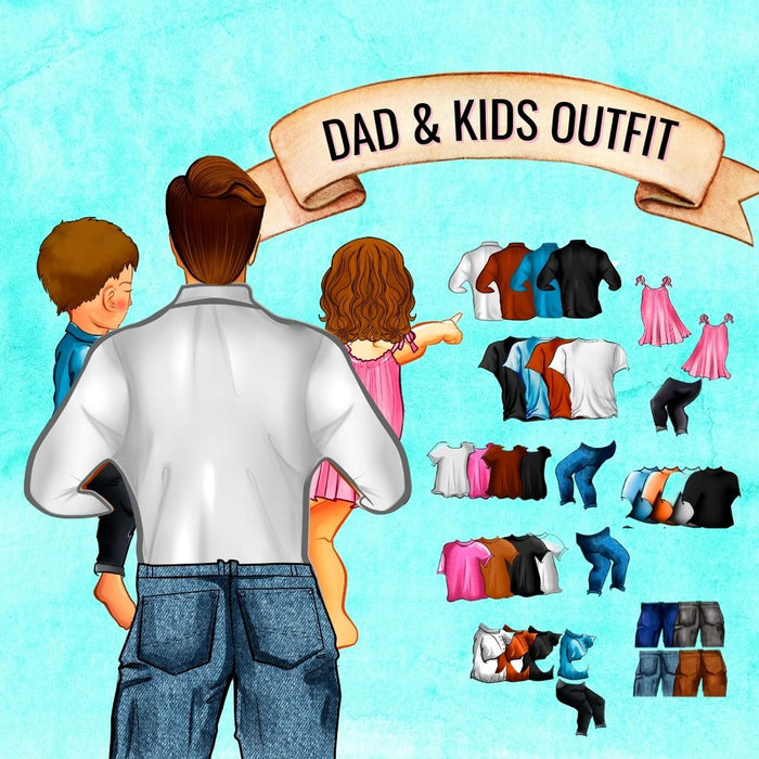 Dad & Kids Family Creator Clipart - Svg Ocean