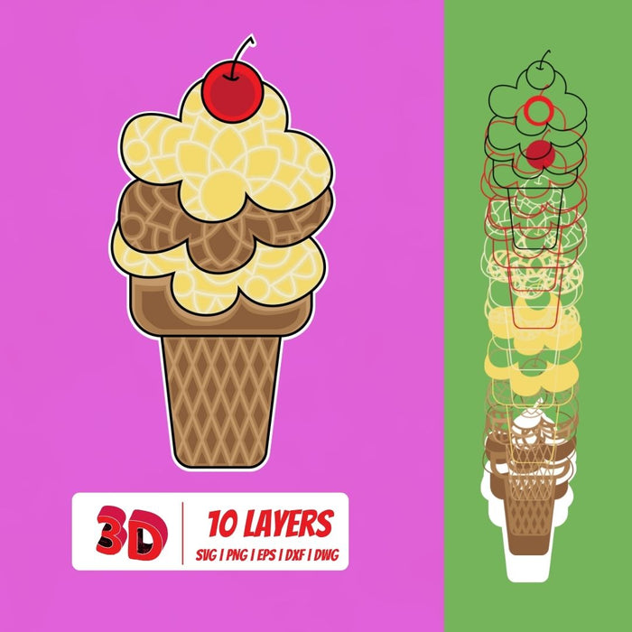 3D Ice Cream SVG Cut File - Svg Ocean