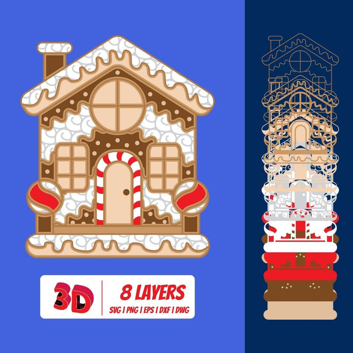 3D Gingerbread House SVG Bundle - Svg Ocean