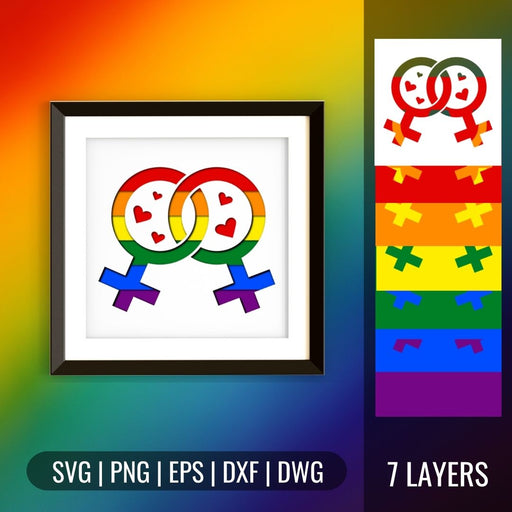 Lesbian Pride Shadowbox SVG - Svg Ocean