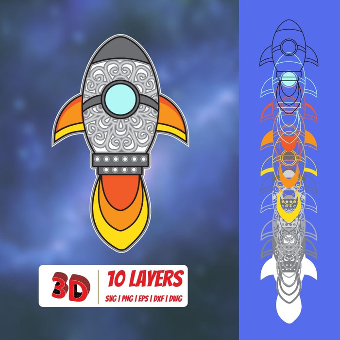 3D Rocket SVG