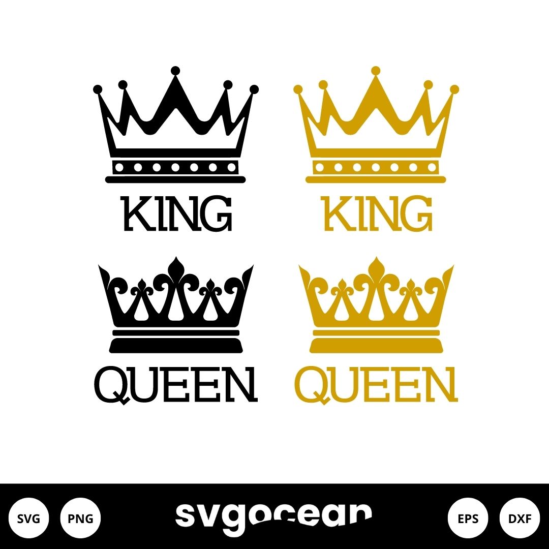 King And Queen Crowns SVG vector for instant download - Svg Ocean —  svgocean, queen and king