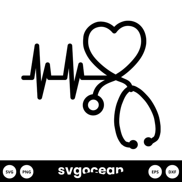 Stethoscope Heartbeat SVG - Svg Ocean