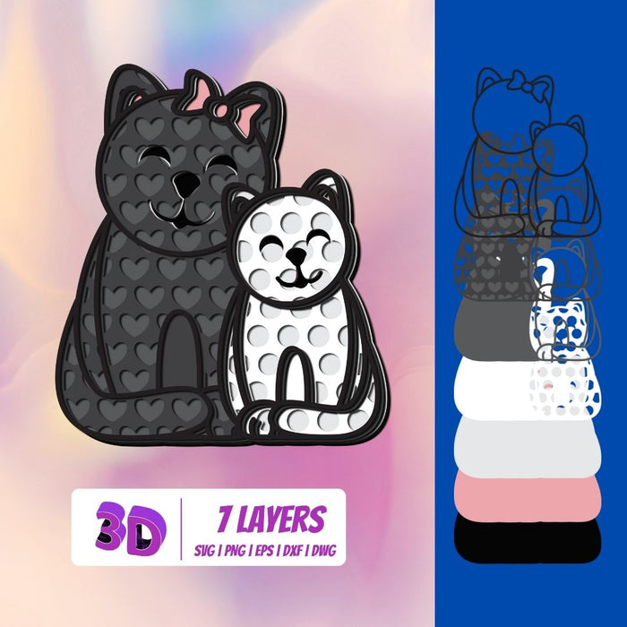 3D Mothers Day Cat SVG - Svg Ocean