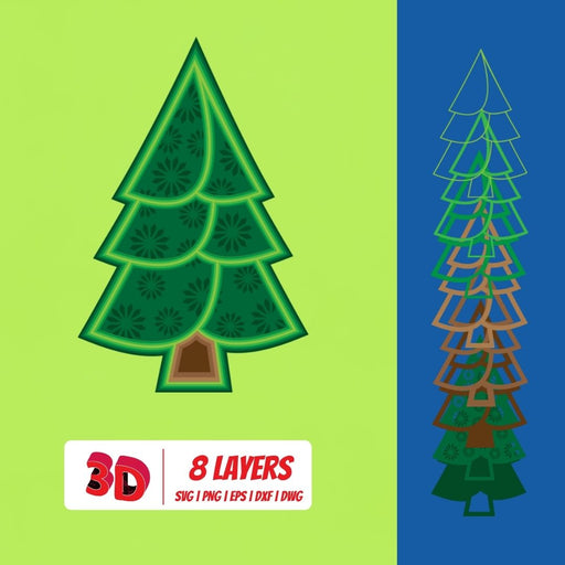 Christmas Tree 2 3D Layered SVG Cut File - Svg Ocean