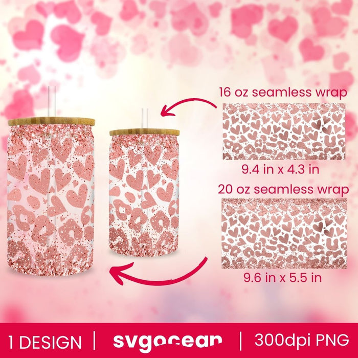 Valentine’s Leopard Glass Can Wrap Sublimation - svgocean