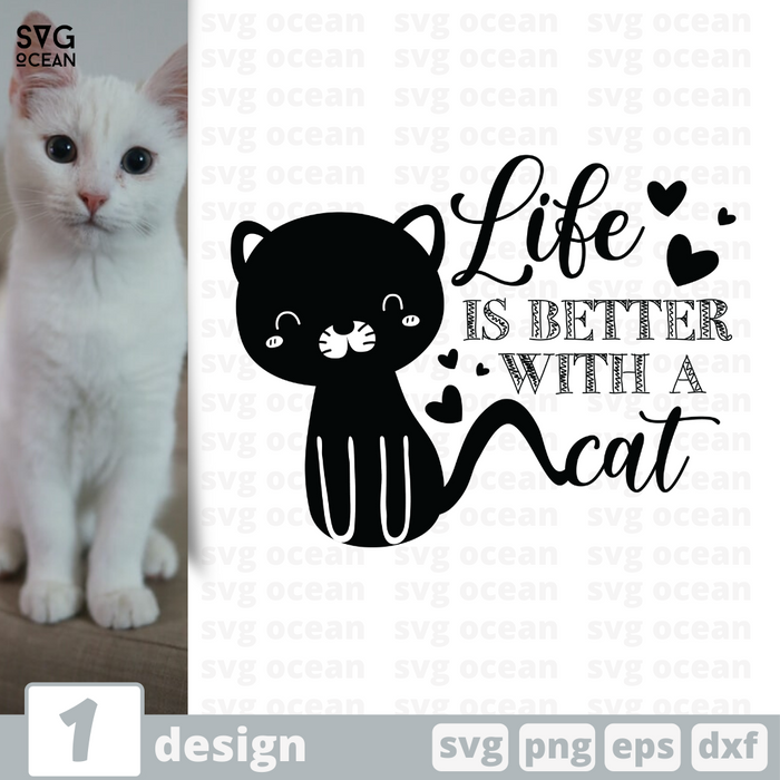 Free Cat quote SVG printable cut file Life is better with a cat svg