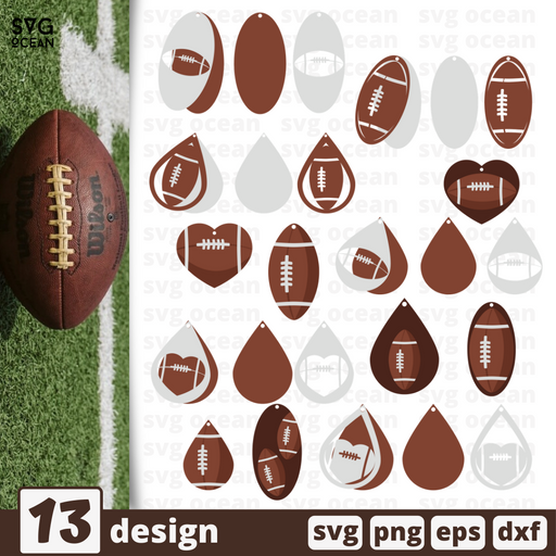 American football earrings SVG vector bundle - Svg Ocean