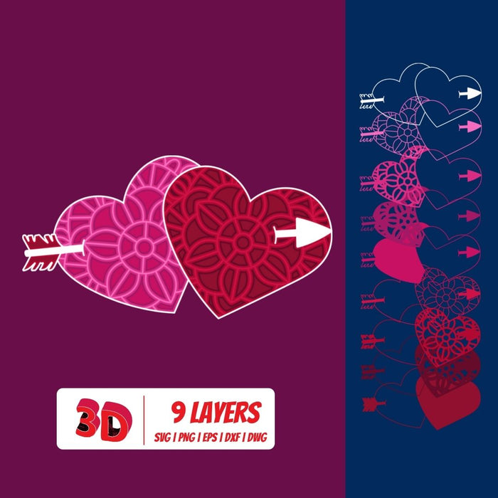 3D Valentines Day Hearts SVG Bundle - Svg Ocean