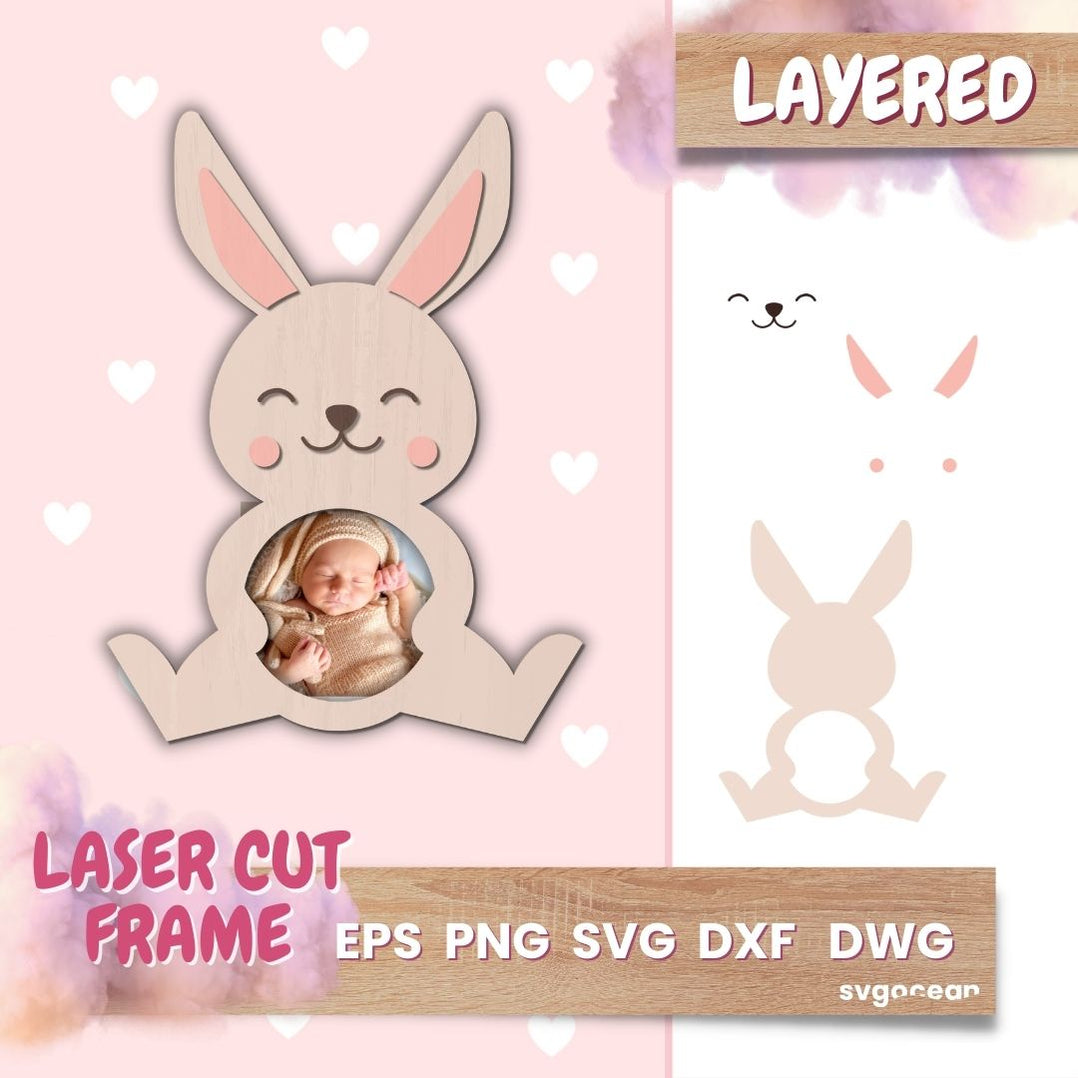 Rabbit Photo Frame SVG vector for instant download - Svg Ocean — svgocean