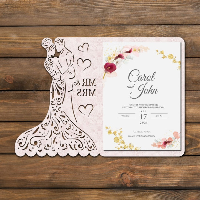 Bride and Groom wedding invitation template - Svg Ocean