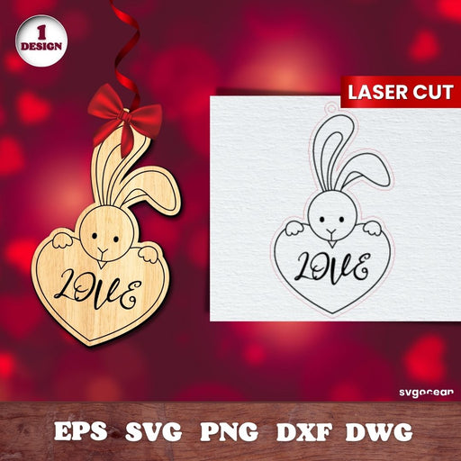 Valentines Day Rabbit Gift Tags Laser Cut - svgocean
