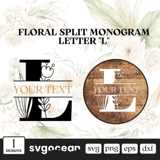 Herbal Split Monogram Letter L SVG - Svg Ocean