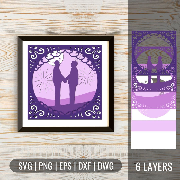 3D Wedding Shadow Box 7 SVG - Svg Ocean