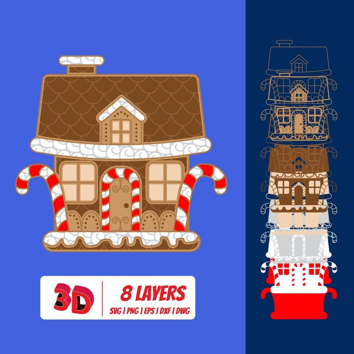 3D Gingerbread House SVG Bundle - Svg Ocean