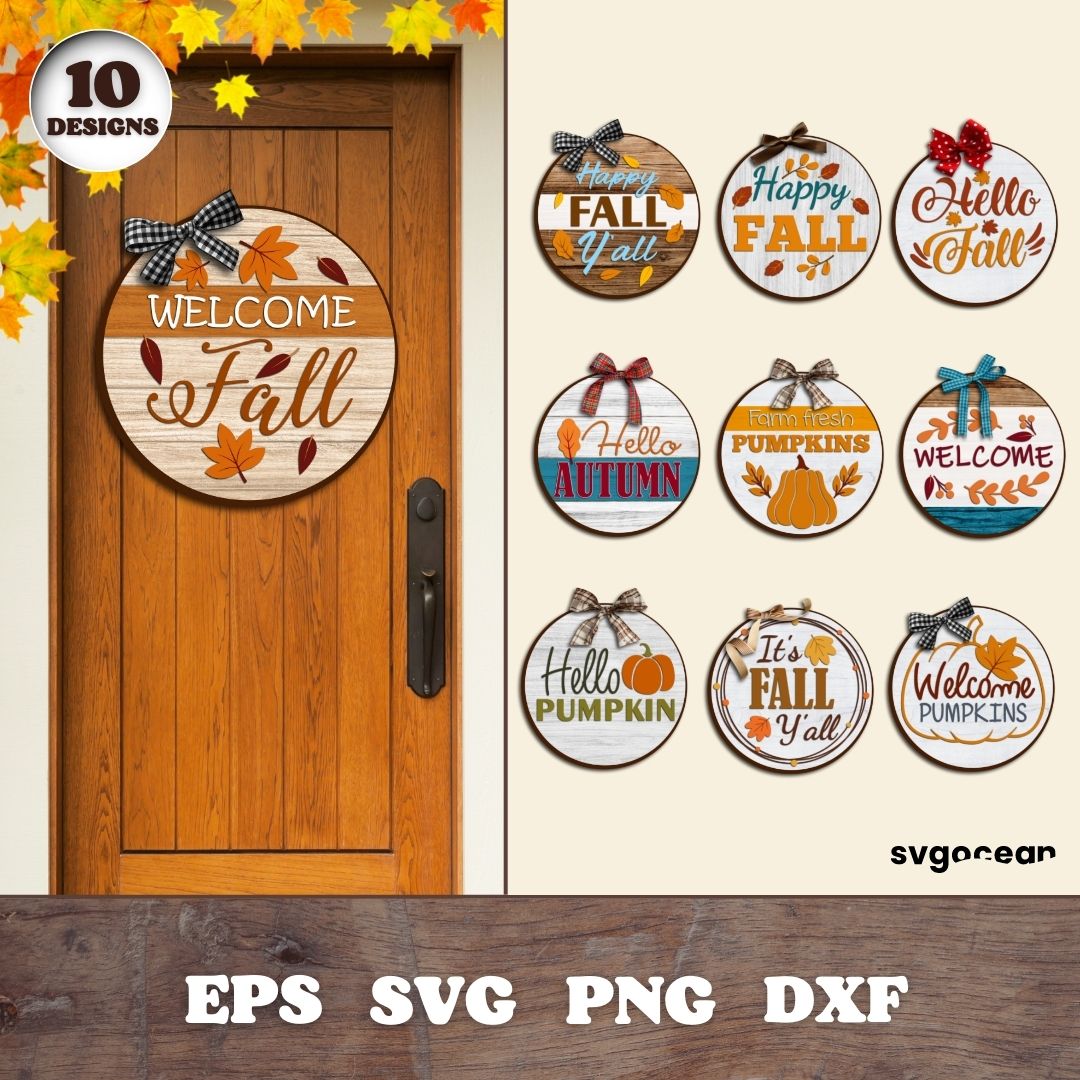 Autumn Round Signs Svg Bundle vector for instant download - Svg Ocean ...