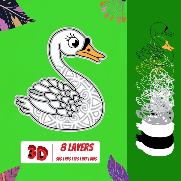 3D Swan SVG Cut File - Svg Ocean