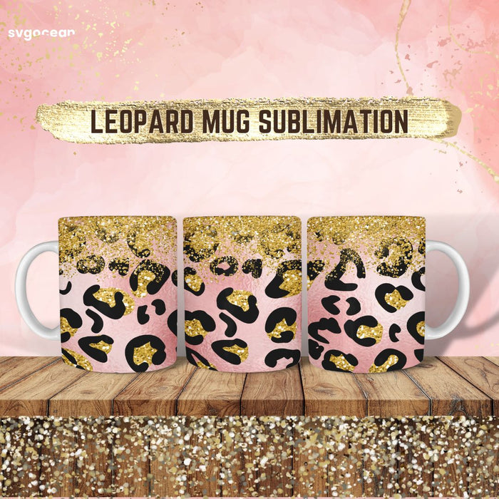 Leopard Glitter Mug Sublimation - Svg Ocean