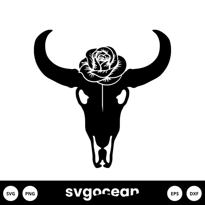Cow Skull With Flowers Svg Free - Svg Ocean