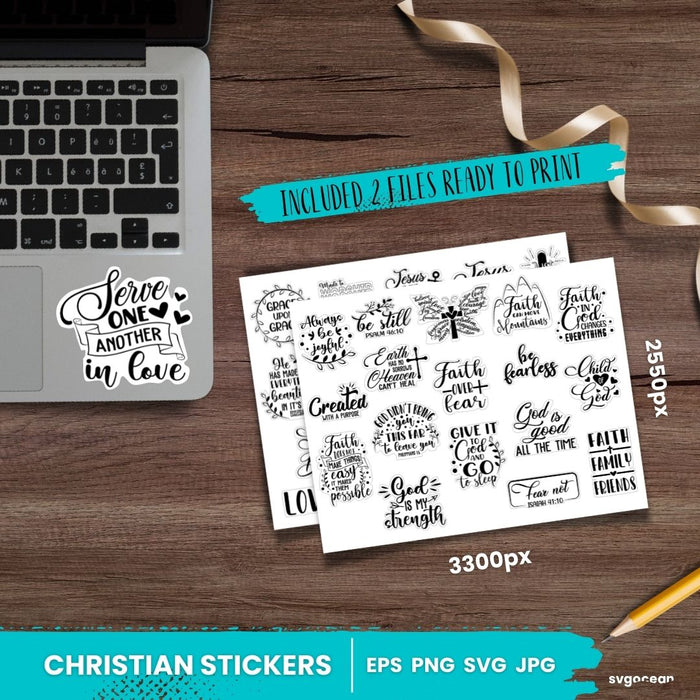 Christian Printable Stickers Cricut Design - Svg Ocean