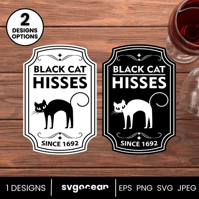 Black Cat Bottle Labels Svg - Svg Ocean