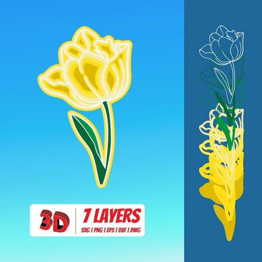 3D Tulip SVG Cut File