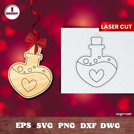 Valentines Bottle Gift Tags Laser Cut - svgocean