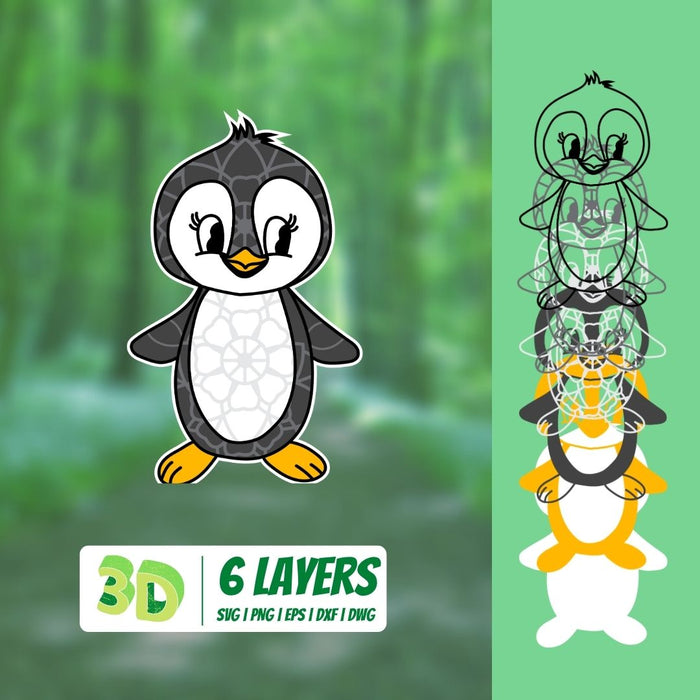 3D Penguin SVG