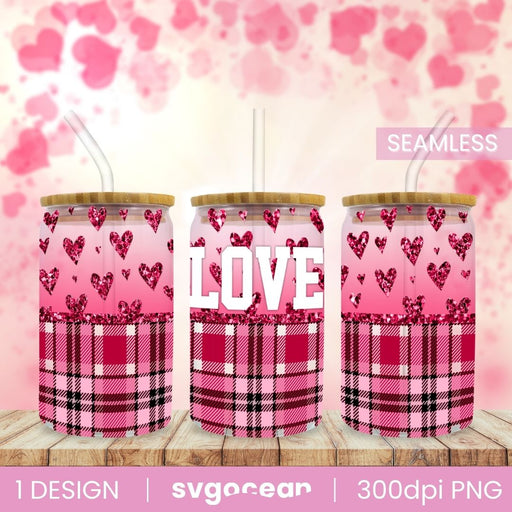 Valentine's Day Buffalo Glass Can Wrap Sublimation - svgocean