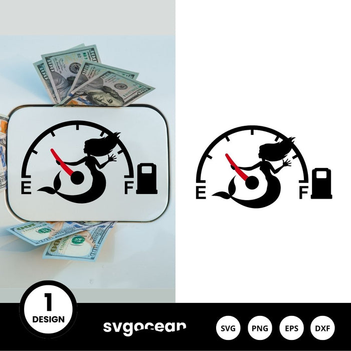 Mermaid Stopping Fuel Gauge Indicator SVG Design - Svg Ocean