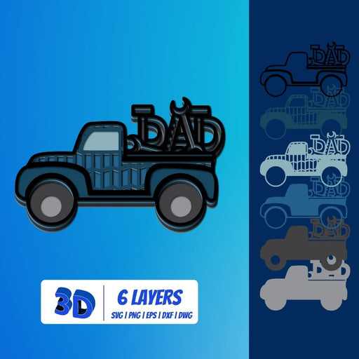 3D Fathers Day Truck SVG - Svg Ocean