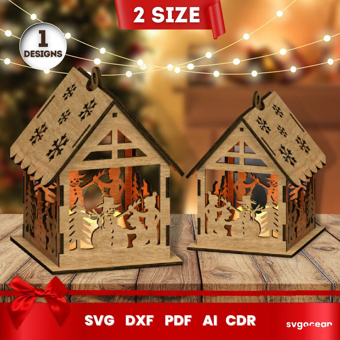 Laser Cut Christmas House SVG - Svg Ocean
