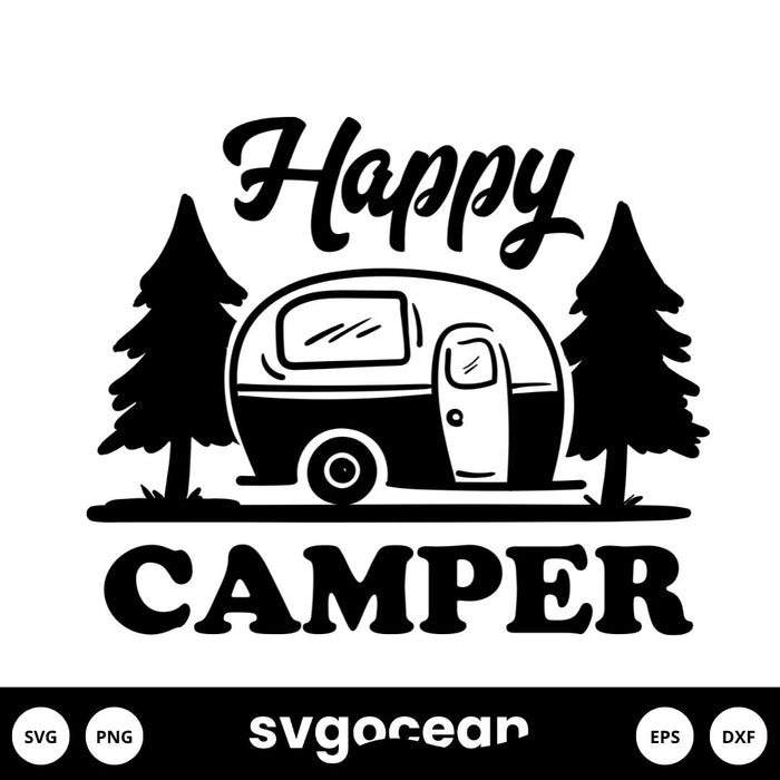 Happy Camper Svg vector for instant download - Svg Ocean — svgocean