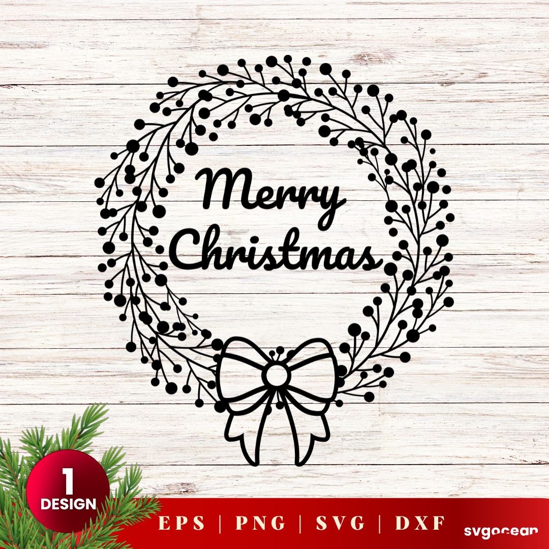 Christmas Wreath Cricut vector for instant download - Svg Ocean — svgocean