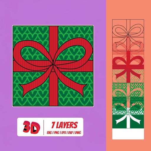 Christmas Gift 2 3D Layered SVG Cut File - Svg Ocean