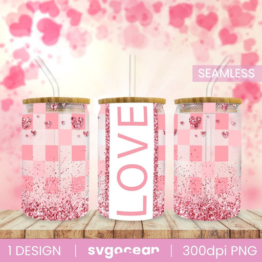 Valentines Day Love Buffalo Glass Can Wrap Sublimation - svgocean