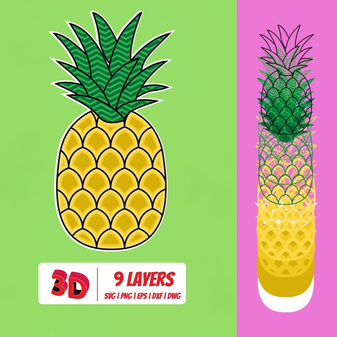 3D Pineapple SVG Cut File vector for instant download - Svg Ocean ...